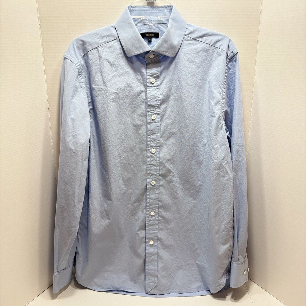 Quince Men's Light Blue Long Sleeve Button Up Dress Shirt Size Large L